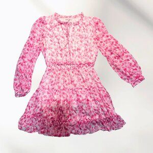 Skies are Blue Pink Floral Mini Dress Size S - Long Sleeve Ruffle Hem Dress